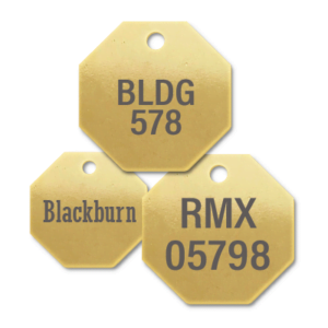 Brass Octagon Shape Engraved Tags