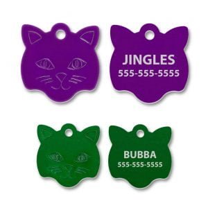 Aluminum Cat Face Shape Engraved Tags