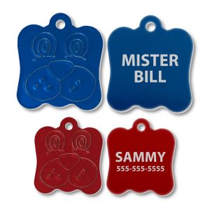 Aluminum Dog Face Shape Engraved Tags