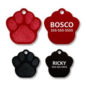 Aluminum Paw Print Shape Engraved Tags