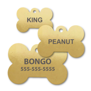 Brass Dog Bone Shape Engraved Tags