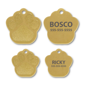 Brass Paw Print Shape Engraved Tags