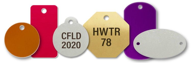 Metal Tags in Anodized Aluminum, Brass or Stainless Steel